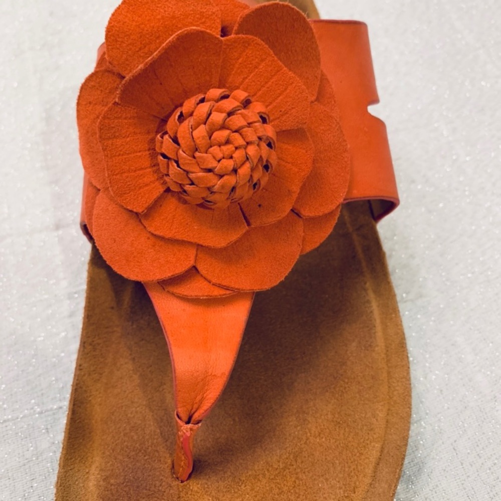 Coral flower flip flops